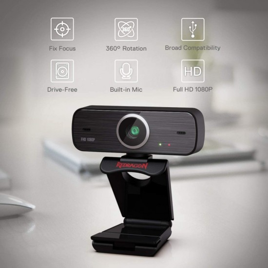 REDRAGON GW800 1080P WEBCAM WITH BUILT-IN DUAL MICROPHONE 360-DEGREE ROTATION - 2.0 USB SKYPE COMPUTER WEB CAMERA REDRAGON GW800 1080P WEBCAM WITH BUILT-IN DUAL MICROPHONE 360-DEGREE ROTATION - 2.0 USB SKYPE COMPUTER WEB CAMERA