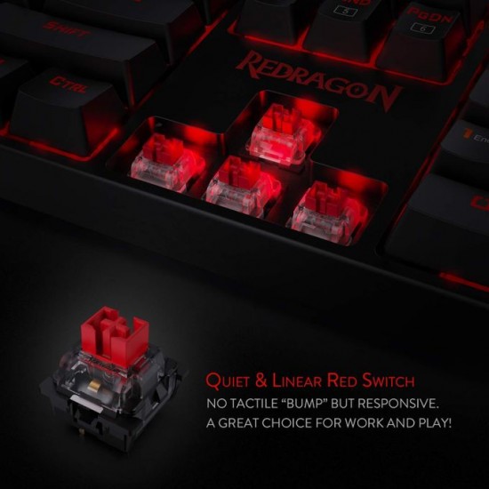 Redragon K582 SURARA لوحة مفاتيح الألعاب الميكانيكية بإضاءة خلفية LED حمراء Redragon K582 SURARA لوحة مفاتيح الألعاب الميكانيكية بإضاءة خلفية LED حمراء
