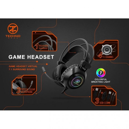 Technozone K35C Backlit LED Gaming Headset - Black Technozone K35C Backlit LED Gaming Headset - Black